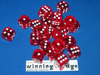 RED ACRYLIC DICE w/ROUNDED CORNERS 16mm (24) pack BUNCO  