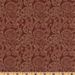  44 Wide Medallions Tonal Burnt Red Fabric By The Yard 