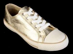 NEW BURBERRY LADIES SIGNATURE GOLD LEATHER FASHION SNEAKERS 37/6.5 