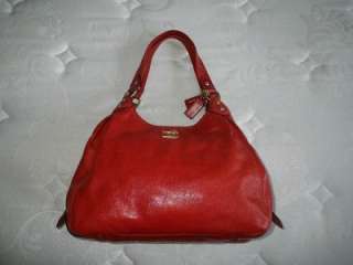   Madison Pearlized BURNT ORANGE Leather Maggie Hobo Tote Bag Purse WOW