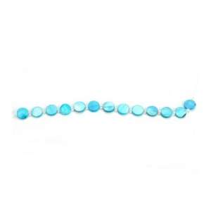   Inch Mother of Pearl Turq Flat Round Strung Beads