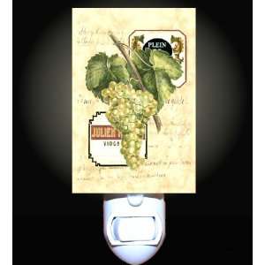  White Grapes and Wine Labels Decorative Night Light