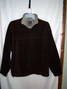 St Johns Bay, brown fleece pullover, shirt/jacket, sz L  