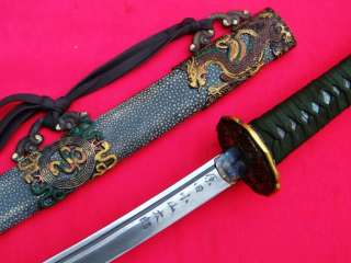 588 HANDMADE JAPANESE SAMURAI KATANA SWORD SIGN BLADE DRAGON SHEATH 