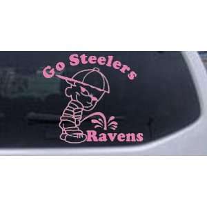 Pink 22in X 24.8in    Go Steelers Pee On Ravens Pee Ons Car Window 