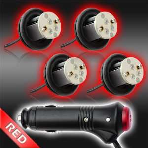 RED 4pc 4watt High Power LED Emergency Strobe Flash Light Kit 20 Flash 