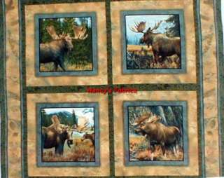Caldwell Creek Moose Cotton Fabric Pillow Panel, set of 4 