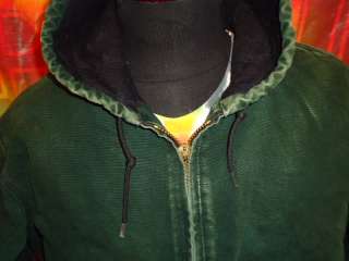 CARHARTT J130 SANDSTONE DUCK Quilt Flannel INSULATED HOODED Green WORK 