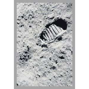  First Step on the Moon   12x18 Framed Print in Black Frame 