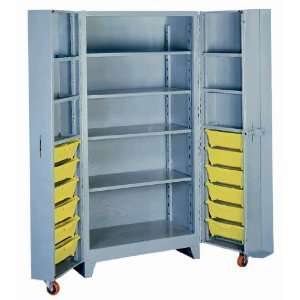 All Welded Steel Deep Door Cabinet with 4 Shelf and 12 Bins, 39 Width 