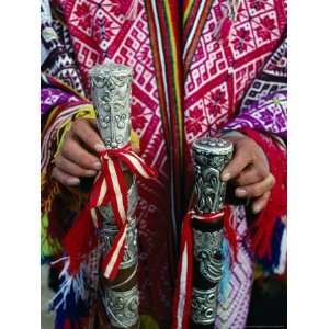 Decorative and Symbolic Silverwork on End of Staves Used at Inti Raymi 