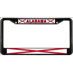  Alabama Al State Flag Black License Plate Frame Metal 