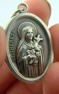 Oval Saint St Therese Pray For Us Silver Plated Pendant Medal Made In 