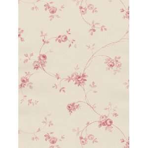  Winding Roses Pink Wallpaper Border in Floral Prints