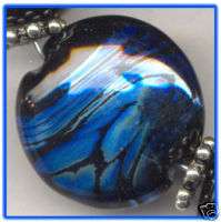 11 Black Oilslick Lentils Lampwork Glass Beads Set SRA  