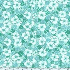  45 Wide Pocketful Of Posies Pansies Teal Fabric By The 