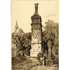 1915 Print Samuel Prout Art Igel Column Germany Trier UNESCO World 