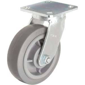 RWM Casters 46 Series Plate Caster, Swivel, Rubber on Aluminum Wheel 