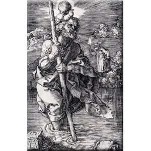 St. Christopher Facing To The Right 19x30 Streched Canvas Art by Durer 