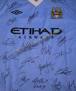 2012 Manchester Man City SIGNED shirt jersey Hm Aguero  