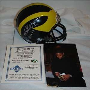 Charles Woodson Autographed Mini Helmet Michigan Ht 97  