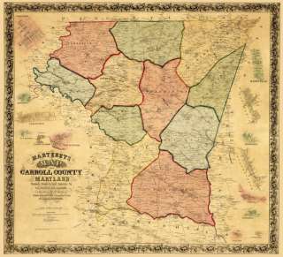 CARROLL COUNTY MARYLAND (MD) LANDOWNER MAP 1862 MOTP  