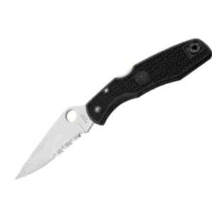 Spyderco Knives 10PSBK Black Endura Lockback Knife with Part Serrated 
