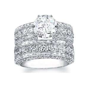   Gorgeous Matching Bridal Ring Set 14k Gold Center 2.00 Carat Jewelry