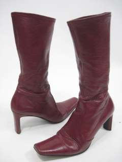 CASADEI Maroon Leather Knee High Boots Heels Shoes Sz 7  