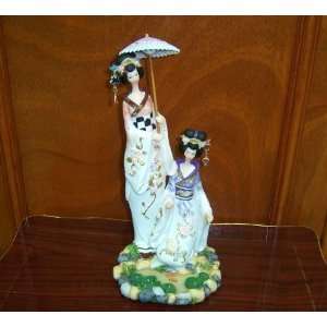   Kimono Dressed Oriental Ladies Statue Figurine    12