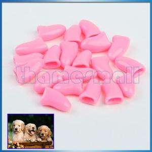 20Pcs Nail Caps Paw Claws for Pet Dog Cat Pink #M New  