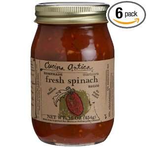 Cucina Antica Fresh Spinach Marinara, 16 Ounce Jars (Pack of 6)