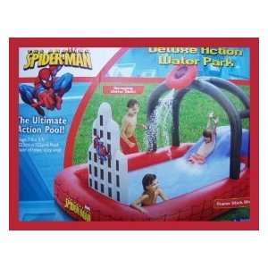  Spiderman Deluxe Action Water Park/Inflatable Pool with Water Slide 