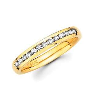 Size  10.5   14k Gold Channel Set 13 Round Diamond Wedding Ring Band 1 