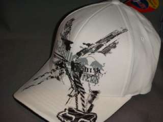 FOX RACING RED BULL FIGHTERS FLEXFIT HAT CAP EXPOSED WHITE  