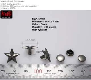 125pcs 14.5x7mm star rivets leather craft punk DIY Bk  
