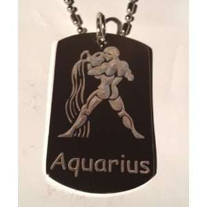  Zodiac Signs Sign Aquarius Water Bearer   Military Dog Tag 