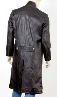 Mens Leather Goth Butler / Military Style Three Quarter Length Coat 