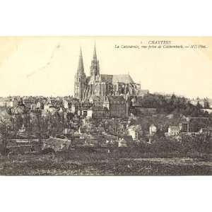1910 Vintage Postcard Panoramic View of Cathedral   Chartres France