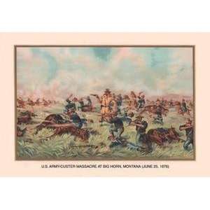  Vintage Art Custer Massacre at Big Horn, Montan June 25 