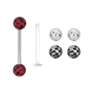   Includes 1 Barbell, 1 Clear Retainer, and 4 Replacement Balls Jewelry