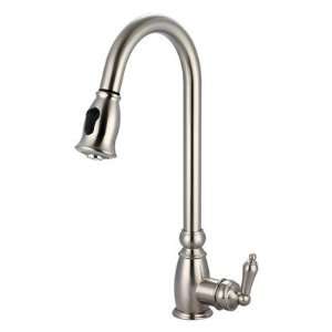   Single Hole Mount Bar Faucet with Pull Down Spray Finish Satin Nickel