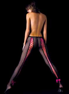 PLUS SIZE FISHNET PANTYHOSE WITH LACE UP BACK WITH BOW.  