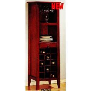 Antique Oak Finish Wood Wine Bar Rack w/Storage Shelves  