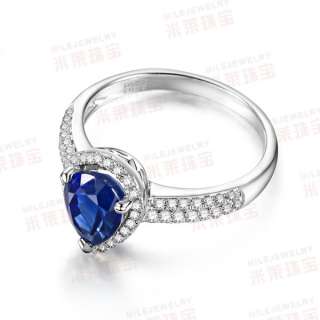 Ceylon Blue Sapphire & VS Diamond 14K White Gold Engagement Wedding 