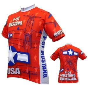  WWII P 51 Mustang Airplane Mens Cycling Jersey bike 