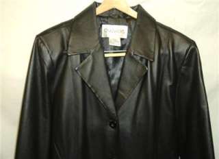 Chadwicks Black Leather Overcoat/Trench Coat Womens Size Large  