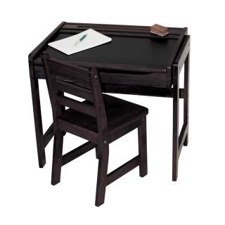 Lipper Childs Desk w/ Chalkboard Top + Chair Expresso Kids 554E 