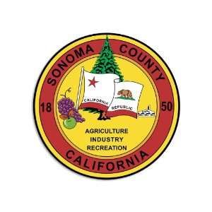  Round Sonoma County California Seal (Wine Country) Sticker 