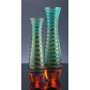 Blue and Orange Chiseled Vase